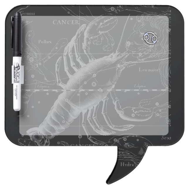 Chrome like Cancer Zodiac Symbol on Hevelius Dry-Erase Board (Front)