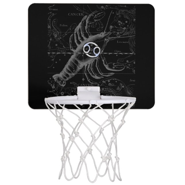 Chrome like Cancer Zodiac Symbol on Hevelius Mini Basketball Hoop (Front)