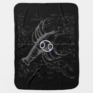 Chrome like Cancer Zodiac Symbol on Hevelius Stroller Blanket