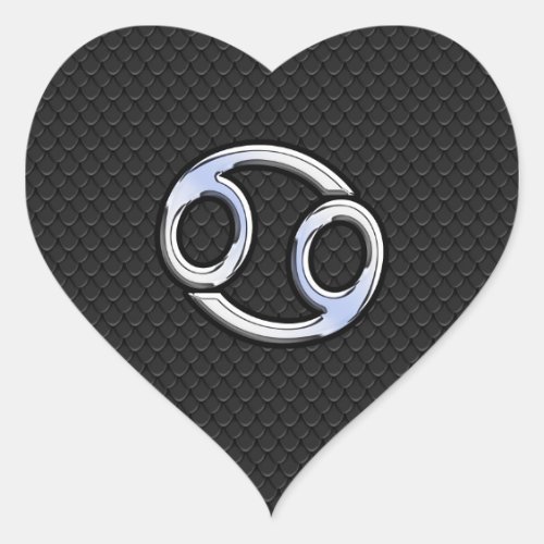 Chrome Like Cancer Zodiac Symbol on Snake Style Heart Sticker