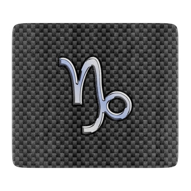 Chrome like Capricorn Sign Black Carbon Fiber Cutting Board (Front)