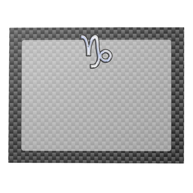 Chrome like Capricorn Sign Black Carbon Fiber Notepad (Front)