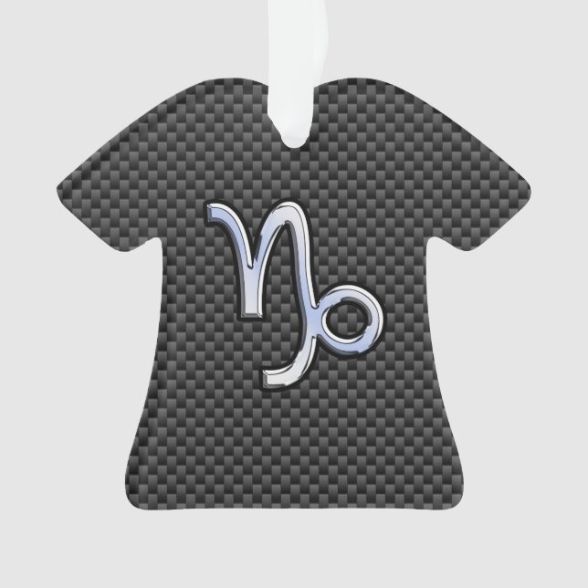 Chrome like Capricorn Sign Black Carbon Fiber Ornament (Front)