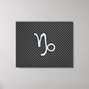 Chrome like Capricorn Zodiac Sign on Carbon Fiber