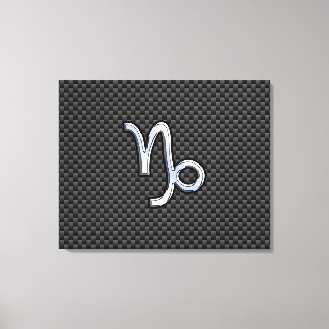 Chrome like Capricorn Zodiac Sign on Carbon Fiber (Front)