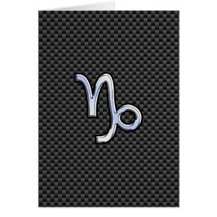 Chrome like Capricorn Zodiac Sign on Carbon Fiber Cards