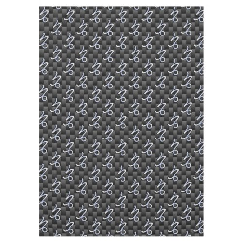 Chrome like Capricorn Zodiac Sign on Carbon Fiber Tablecloth