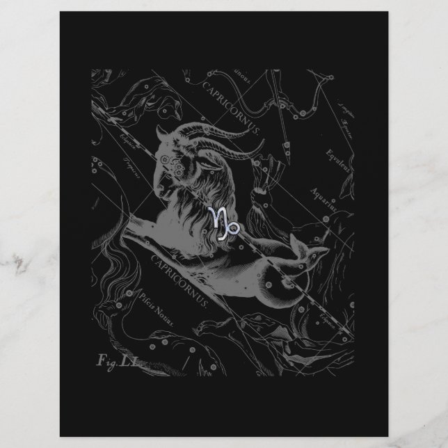 Chrome like Capricorn Zodiac Sign on Hevelius 1690 (Front)