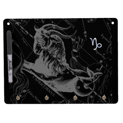 Chrome like Capricorn Zodiac Sign on Hevelius 1690 Dry Erase Board With Keychain Holder