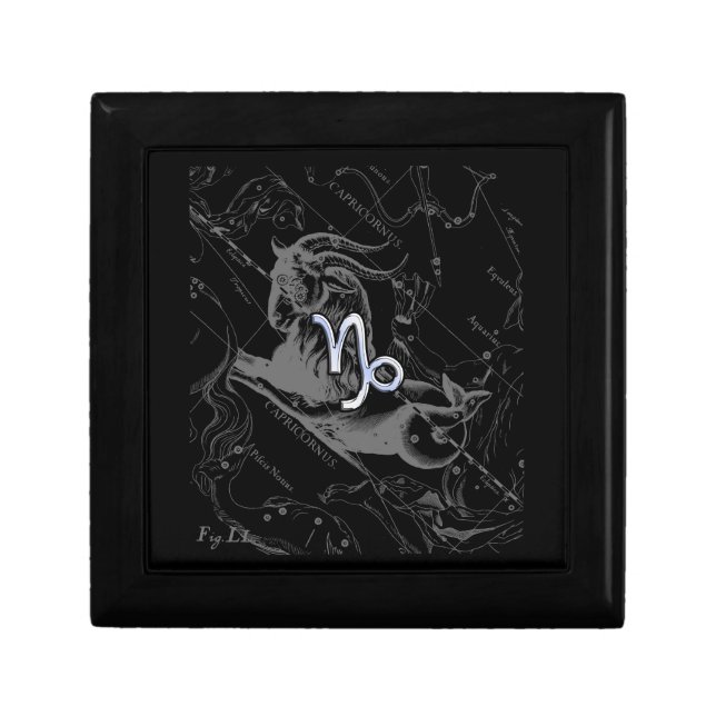 Chrome like Capricorn Zodiac Sign on Hevelius 1690 Gift Box (Front)