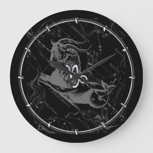 Chrome like Capricorn Zodiac Sign on Hevelius 1690 Large Clock