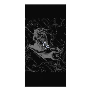 Chrome like Capricorn Zodiac Sign on Hevelius Card
