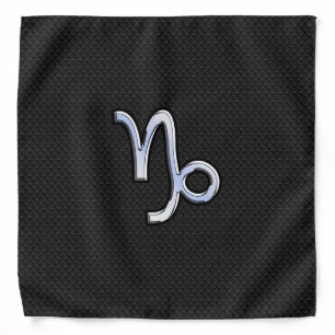 Chrome like Capricorn Zodiac Symbol on Snake Skin Bandana
