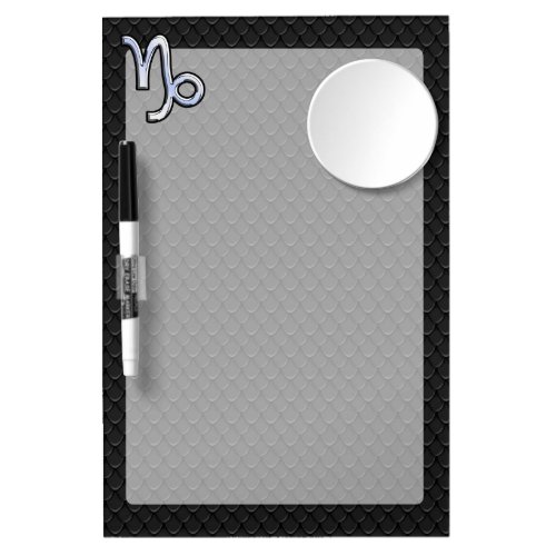 Chrome like Capricorn Zodiac Symbol on Snake Skin Dry Erase Board With Mirror