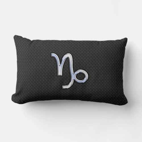 Chrome like Capricorn Zodiac Symbol on Snake Skin Lumbar Pillow