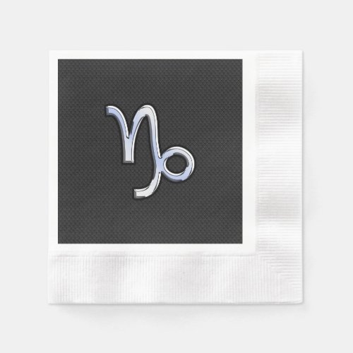 Chrome like Capricorn Zodiac Symbol on Snake Skin Napkins