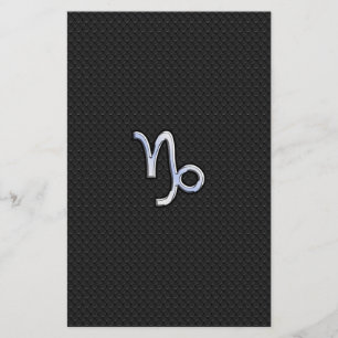 Chrome like Capricorn Zodiac Symbol on Snake Skin Stationery