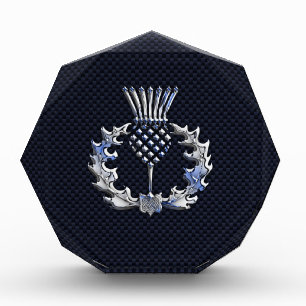 Chrome Like Carbon Fiber Print Scottish Thistle Award