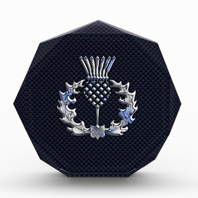 Chrome Like Carbon Fiber Print Scottish Thistle Award (Front)