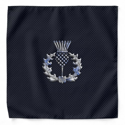 Chrome Like Carbon Fiber Print Scottish Thistle Bandana