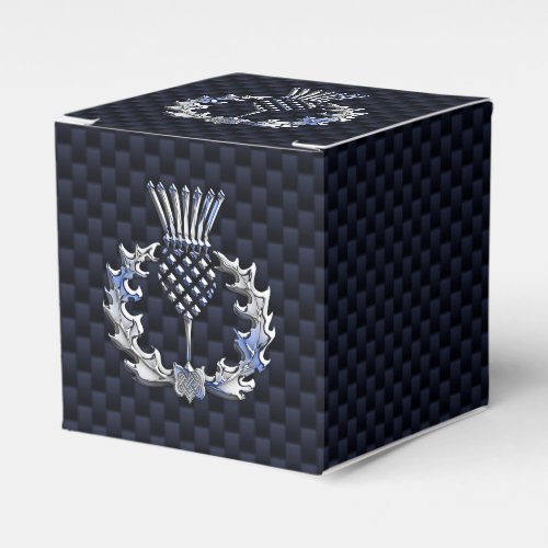 Chrome Like Carbon Fiber Print Scottish Thistle Favor Boxes