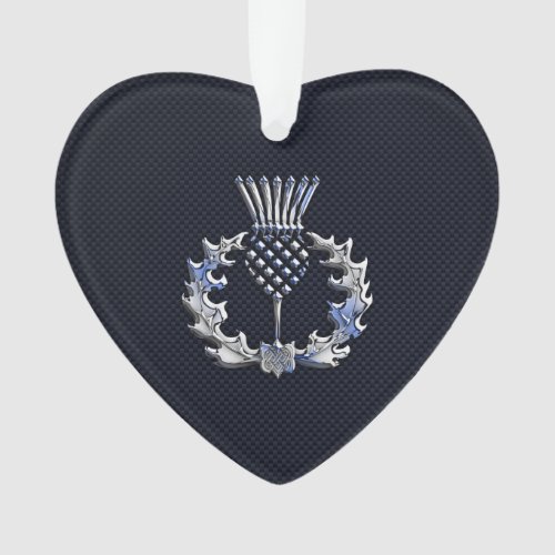 Chrome Like Carbon Fiber Print Scottish Thistle Ornament