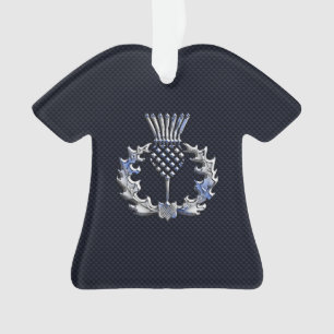 Chrome Like Carbon Fiber Print Scottish Thistle Ornament