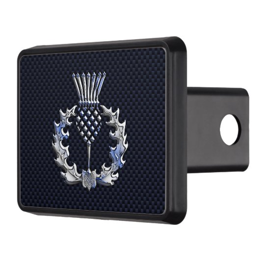 Chrome Like Carbon Fiber Print Scottish Thistle Trailer Hitch Cover