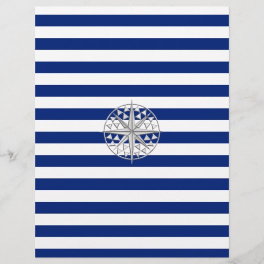 Chrome Like Compass on Nautical Stripes (Front)