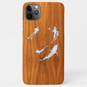 Chrome Like Diver with Sharks Silhouettes iPhone 11 Pro Max Case