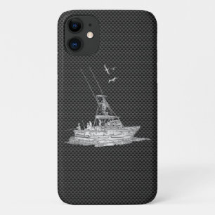 Chrome Like Fishing Boat on Carbon Fiber Decor iPhone 11 Case