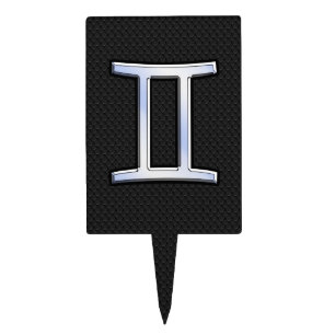 Chrome Like Gemini Zodiac Sign Cake Topper