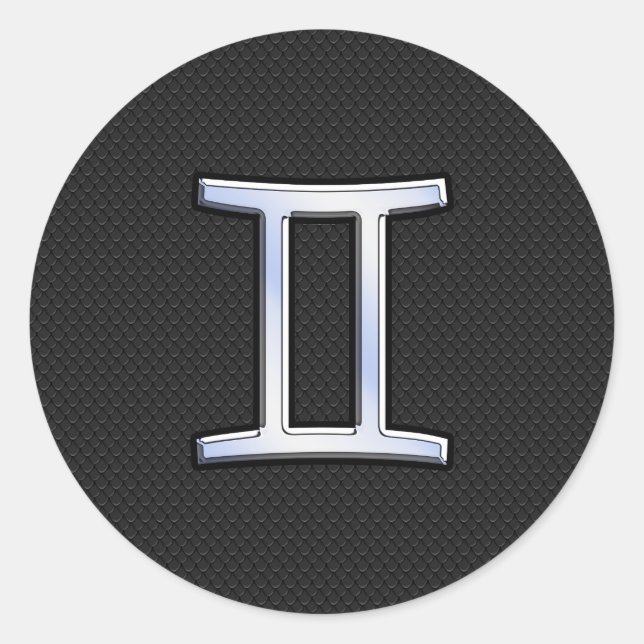 Chrome Like Gemini Zodiac Sign Classic Round Sticker (Front)