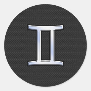 Chrome Like Gemini Zodiac Sign Classic Round Sticker