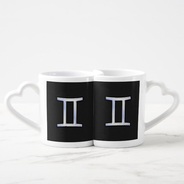 Chrome Like Gemini Zodiac Sign Coffee Mug Set (Front Nesting)