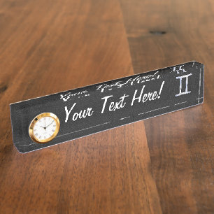 Chrome Like Gemini Zodiac Sign Desk Name Plate