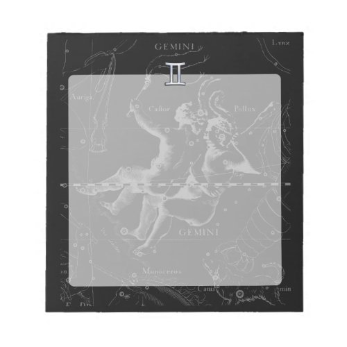 Chrome like Gemini Zodiac Sign on Hevelius 1690 Notepad