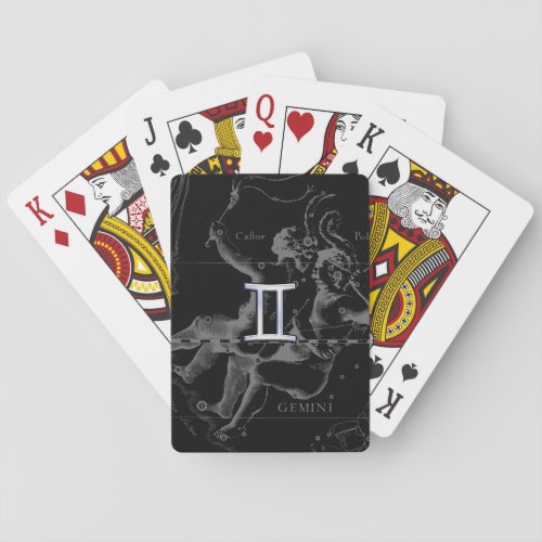 Chrome like Gemini Zodiac Sign on Hevelius 1690 Poker Cards