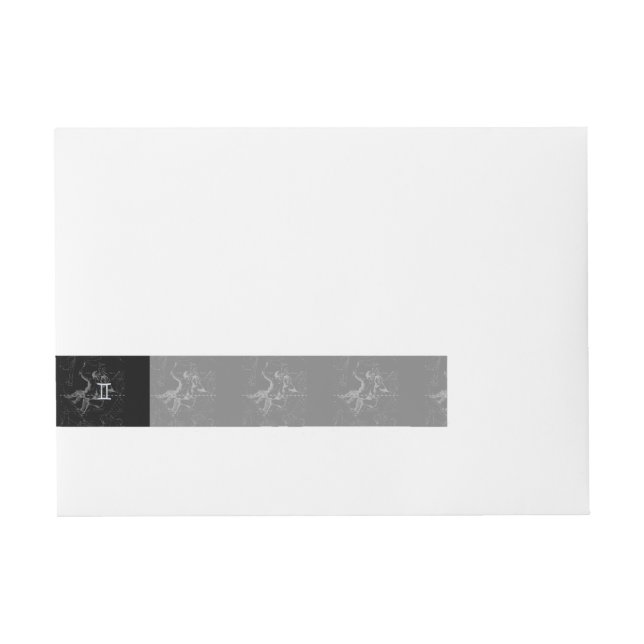 Chrome like Gemini Zodiac Sign on Hevelius 1690 Wrap Around Address Label (Front)