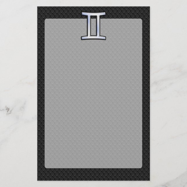 Chrome Like Gemini Zodiac Sign Stationery (Front)