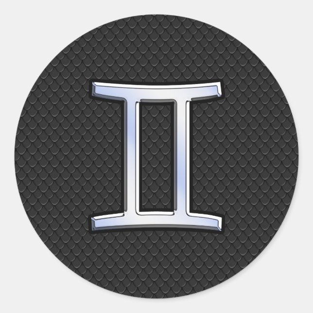 Chrome Like Gemini Zodiac Symbol Classic Round Sticker (Front)