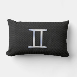 Chrome Like Gemini Zodiac Symbol Lumbar Pillow