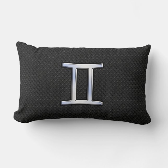 Chrome Like Gemini Zodiac Symbol Lumbar Pillow (Front)