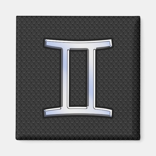 Chrome Like Gemini Zodiac Symbol Magnet (Front)