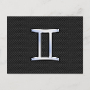 Chrome Like Gemini Zodiac Symbol Postcard