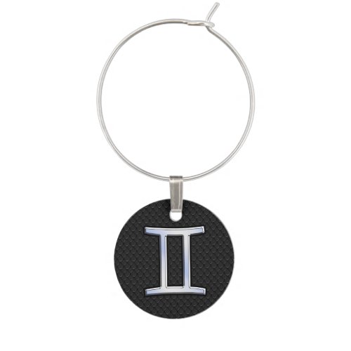 Chrome Like Gemini Zodiac Symbol Wine Glass Charm