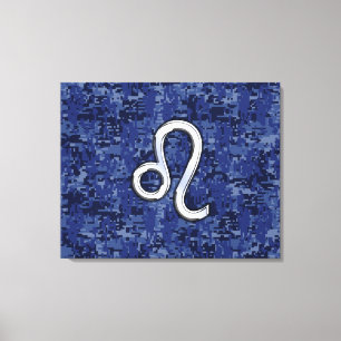 Chrome Like Leo Sign on Navy Blue Digital Camo