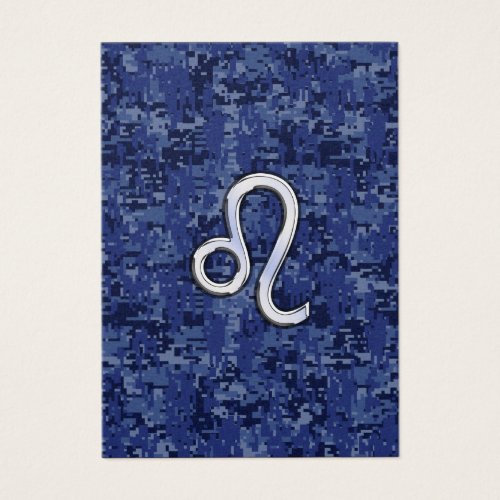 Chrome Like Leo Sign on Navy Blue Digital Camo