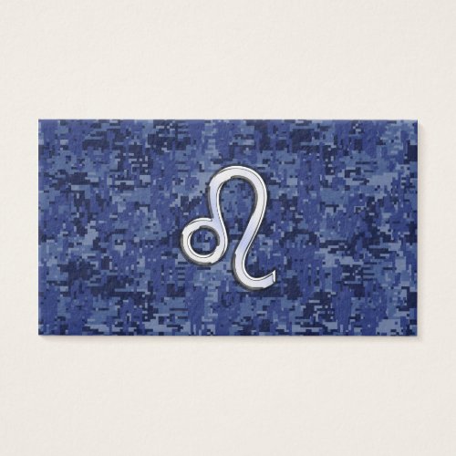 Chrome Like Leo Sign on Navy Blue Digital Camo