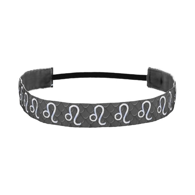 Chrome Like Leo Sign on snake skin Athletic Headband (Front)